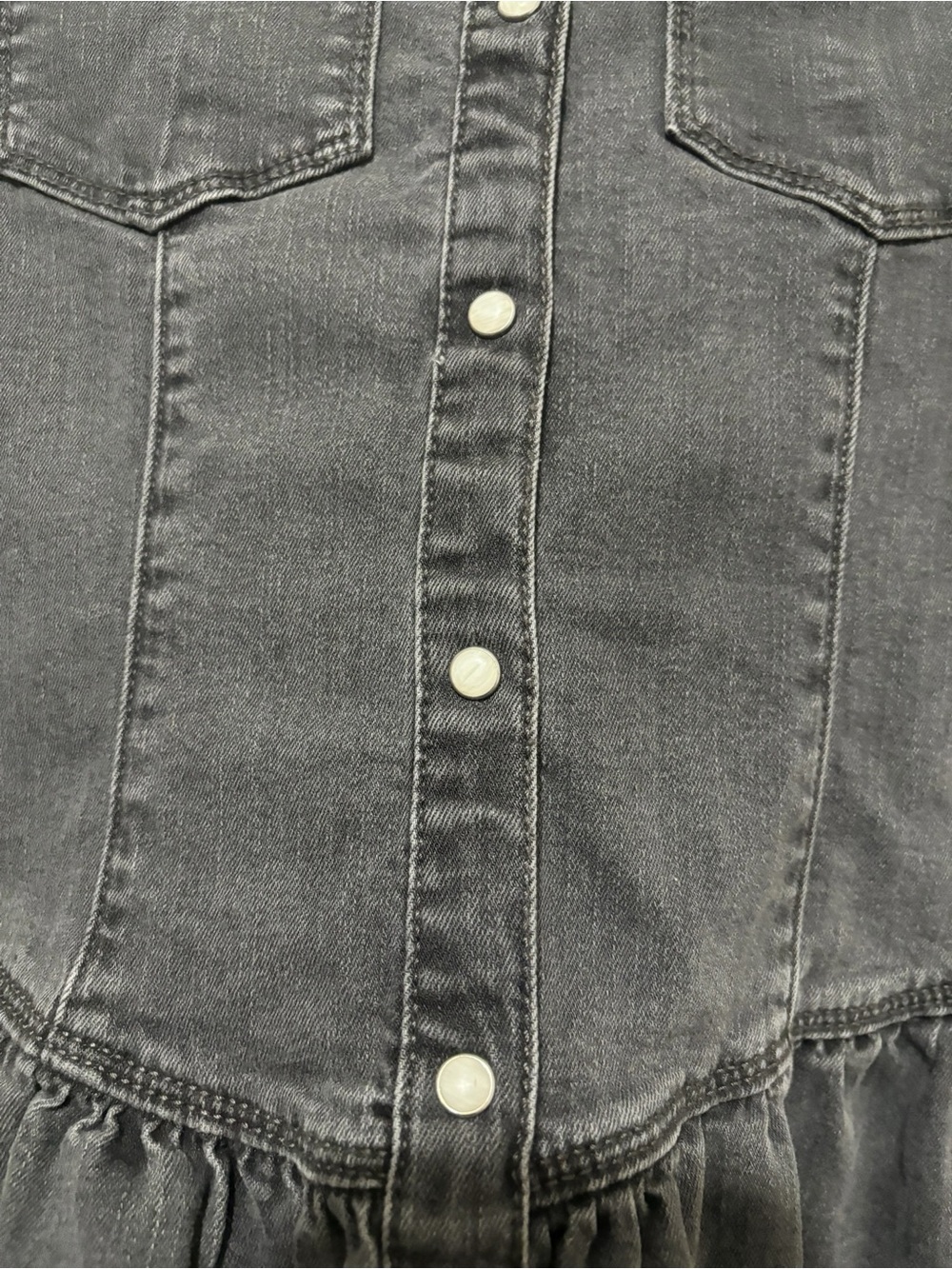 OshKosh B’gosh Girls Black Denim Shirt Dress Size 8/8A Snap Front Long Sleeve - Picture 6 of 16